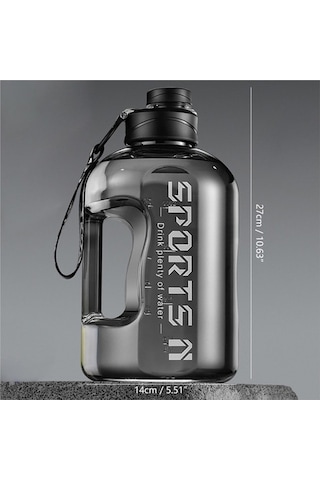 Ww 2.7l Büyük Kapasiteli Pipetli Spor Su Matarası-siyah Siyah