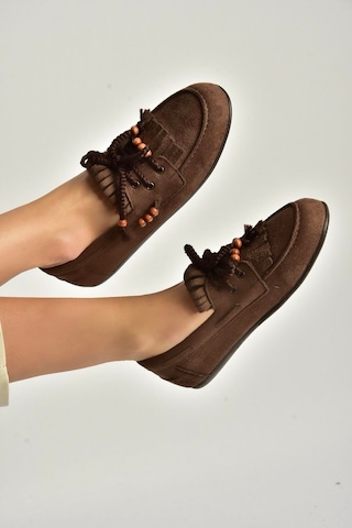 Fox Shoes Y602426202 Kahverengi Süet Bağcık Detaylı Günlük Kadın Ayakkabı Kahverengi
