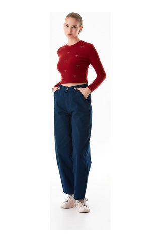 Fullamoda Fermuarlı Yüksek Bel Gabardin Şalvar Pantolon 25ygb1900214565-lacivert Lacivert