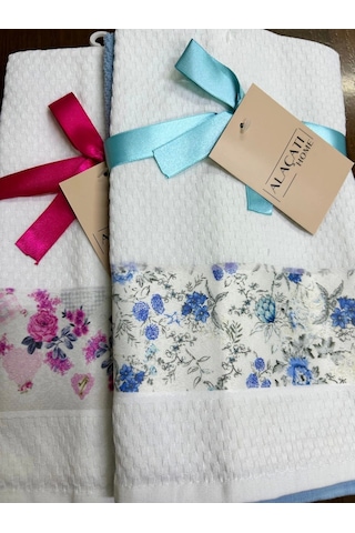 Nivemeshome 2 Li Turkuaz-beyaz Asorti Model Mutfak Havlusu