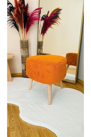 Bohem Tarz Teddy Kumaş Üçgen Puf, Makyaj Taburesi, Bench, Tarçın