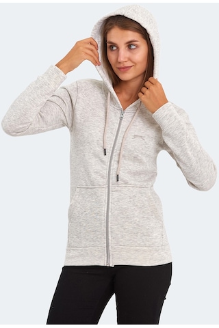 Slazenger KATYA Kadın Fermuarlı Kapüşonlu Cepli Gri Sweatshirt