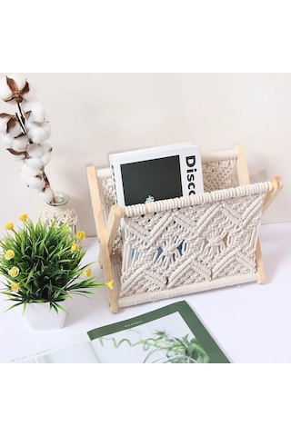 Pamuk Halat Depolama Sepeti, Dokuma Masaüstü Dergisi Rafı, Katlanabilir Mor