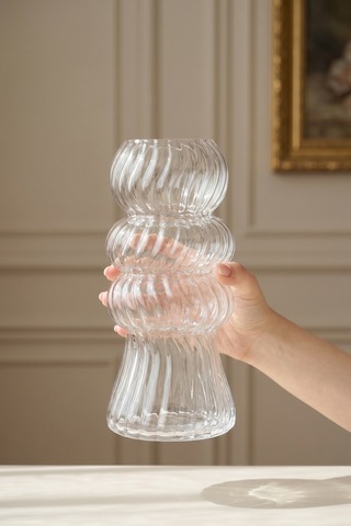 Aura Boğum Cam Vazo - 25 Cm Şeffaf
