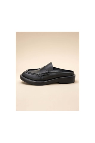 37brandshoes Siyah Deri Arkası Açık Loafer Terlikler Siyah Siyah 37brandshoes Siyah Deri Arkası Açık Loafer Terlikler Siyah Siyah