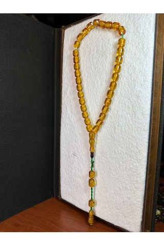 Sıkma Çubuk Kehribar Tesbih 6mm X 10mm Sarı Renk Kapsül Kesim 270