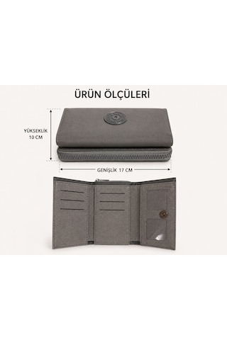Zeydila Fermuarlı Çok Bölmeli Cüzdan Şık Ve Fonksiyonel Açık Gri