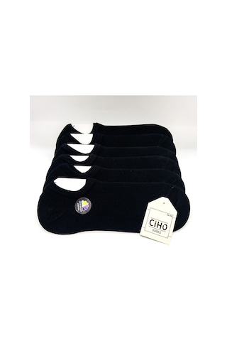 Socks Daily Kadın 6 Çift Penye - Pamuk Pürüzsüz Siyah Soft Touch Görünmez Sneaker Patik Çorap Siyah