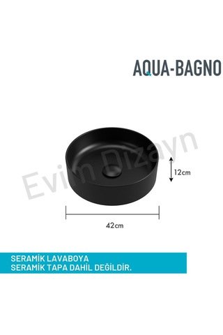 Aqua Bagno Bianzo Batarya Deliksiz Tezgah Üstü Lavabo 42 CM Siyah Mat