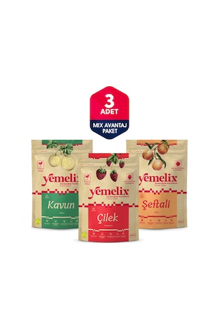 Freeze Dried 3'lü Mix Avantaj Paketi Dondurularak Kurutulmuş Çilek-kavun-şeftali Kuru Meyve Cipsi 45 G