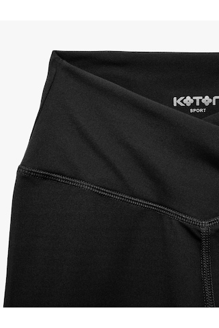 Koton Kemer Detaylı Yüksek Bel Uzun Spor Tayt Siyah 7wak40132nk