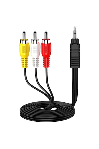 3.5mm Erkek To 3 Rca Erkek Ses Video Av Kablosu - 1,2 Metre