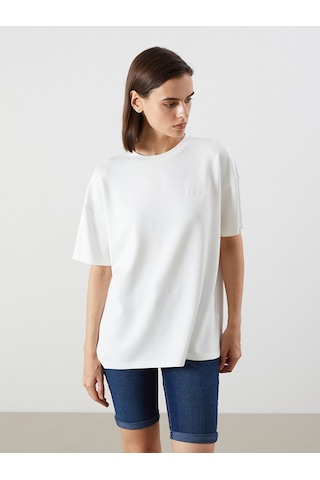 Lcw Vision Beyaz Oversize Soft Touch Kadın Tişört