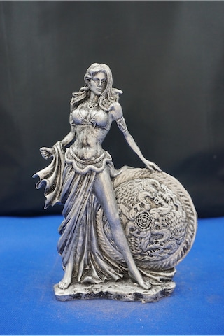 Frigga Annelik Tanrıçası Heykeli 22 Cm Mitolojik Biblo, Ev Dekor Ve Hediyelik Gümüş