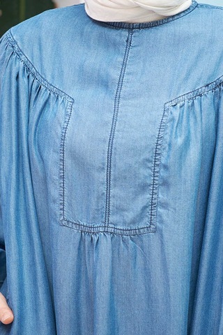 Neways 6634 - Tensel Denim Elbise Koyu Mavi