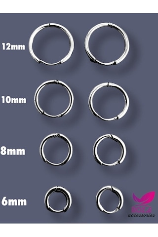 Ince Barlı 316l Cerrahi Çelik Unisex Halka Küpe 8mm Ebatlı Çok Renkli
