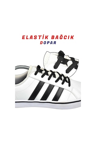 Pratik Yassı Elastik Ayakkabı Bağcığı Tak Bırak 120 CM Siyah