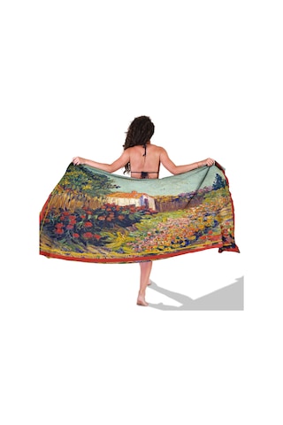 Canvas Summer Desen İç Göstermeyen Saten Pareo Çok Renkli