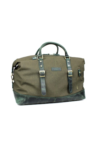Hakiki Deri Kanvas Haki Renk Seyahat Ve Spor Çantası El Valizi Haki