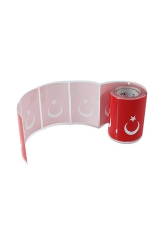 Al Hızlı Al Türk Bayrağı Etiketi Kuşe Rulo Çıkatma 90mmx 60mm 300 Adet 40mm Çapı Bayrak Etiket Genel