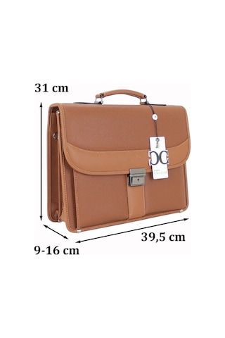 Case Club El Omuz Çantası & Laptop Bölmeli Evrak Çantası 15,6 İnç Kilit Mekanizmalı Taba