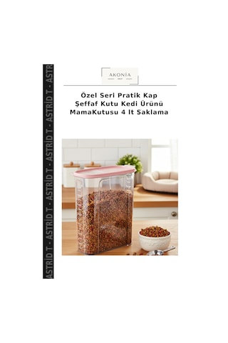 Özel Seri Pratik Kap Şeffaf Kutu Kedi Ürünü Mamakutusu 4 Lt Saklama