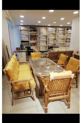 Nivemeshome 7 Kişilik Minderli Bambu Oturma Seti 4 Sandalye+3 Lü+sehpa Çok Renkli