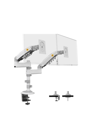 Lexroo North Bayou Nb H180 17-27" Çift Kol 2-9 Kg Amortisörlü Monitör Standı Beyaz