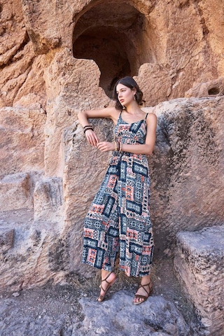 Monamise Kadın Etnik Desenli Tulum 23065-lacivert Lacivert