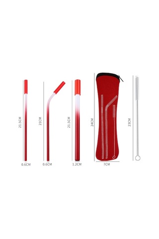 Ulzyvf Yeniden Kullanılabilir Renkli Metal Pipet Seti, Paslanmaz Çelik 8'li Yeşil