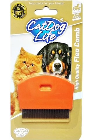 Catdoglife Orta ve Kısa Tüylü Kedi Bit Pire Dış Parazit Tarağı Turuncu