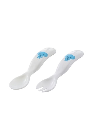Mamajoo Desenli Kaşık & Çatal Seti / Mavi Fil Mavi