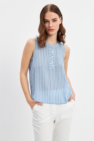 Stella Pulvis Mavi Düğme Detaylı Kolsuz Bluz Mavi