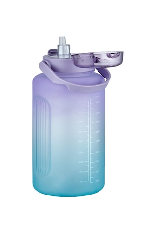 Vagonlife Mega Büyük Boy 2500ml 2.5litre Pipetli/pipetsiz Kullanım Çift Renk Motivasyon Matarası Çok Renkli