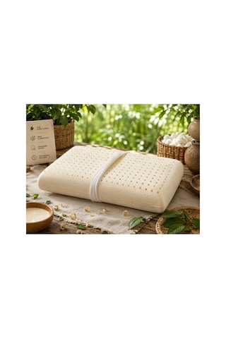 Doğal Lateks Yastık 40x60x14 Cm Ortopedik Boyun Destekli Ergonomik Nefes Alabilir Uyku Yastığı