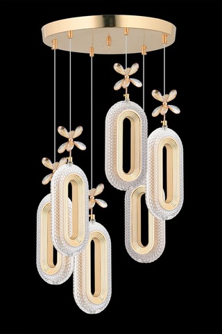 Lumia Lighting Aurea Model 4'lü Gold Kumandalı 3 Renk Modu Ledli Kristal Taşlı Modern Salon Mutfak Oturma Odası Led Avize Altın