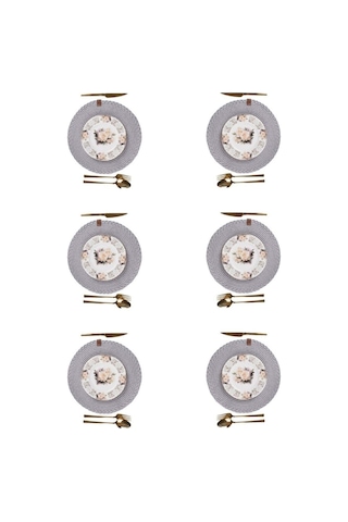 Vos Versa Amerikan Servis 6 Lı Supla Lux Sunum Tabak Altlığ - Yuvarlak Gri Vvhm0045-402 - Gri