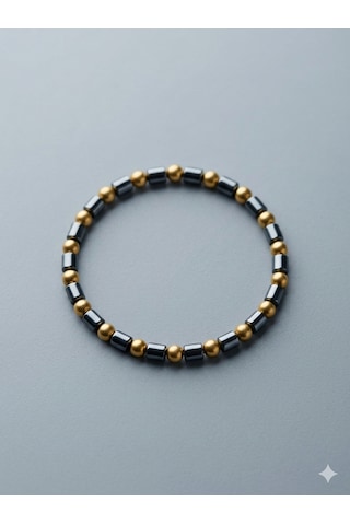 6 Mm Ve Boru Kesim Hematit Doğaltaş Bileklik Unisex Açık Gri