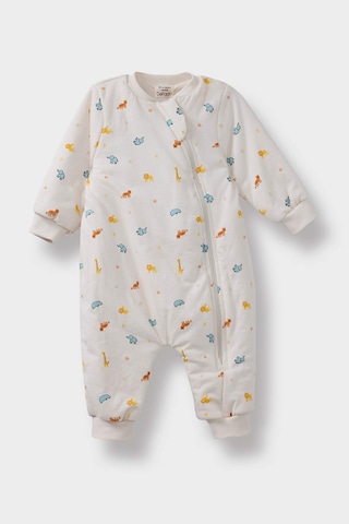 Defacto Erkek Bebek Yenidoğan Dinazor Baskılı Penye Uzun Kollu Tulum F2218a525auer233 Ekru