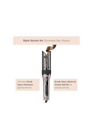 BaByliss C6688E Style Secret Air Auto-Curl Teknolojili Sıcak Hava İle Bukle Yapan Otomatik Saç Maşası Metalik Metalik