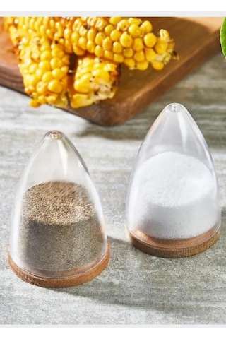 Flosoft Ahşap Detaylı 4'lü Tuzluk ve Sosluk Seti