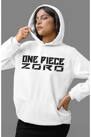 Sevbano One Piece Roronoa Zoro Anime Sırt Baskılı Unisex Oversize Penye H beyaz