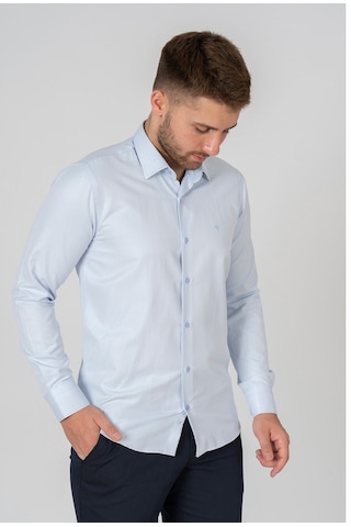 White Stone Verona Pamuklu Regular Fit Düz Gömlek Buz Mavisi