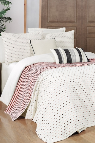 Sarev Marvin Kırmızı Çift Kişilik %100 Pamuk Yatak Örtüsü Seti