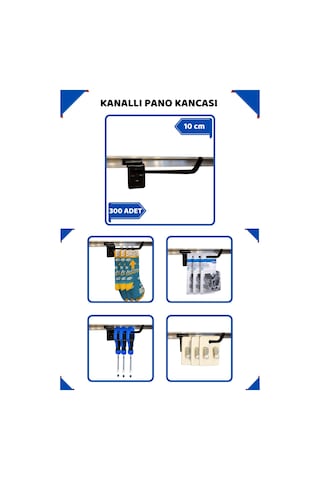 Kanallı Pano Kancası 10 Cm Siyah Raf Askısı Raf Kancası Mağaza Düzenleme 300 Adet