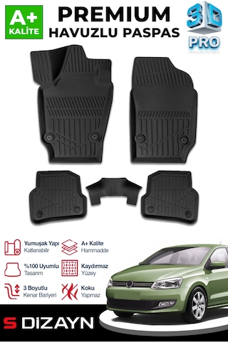 S-dizayn Vw Polo 5 3d Pro Havuzlu Paspas 2009-2017 Üzeri A+ Kalite