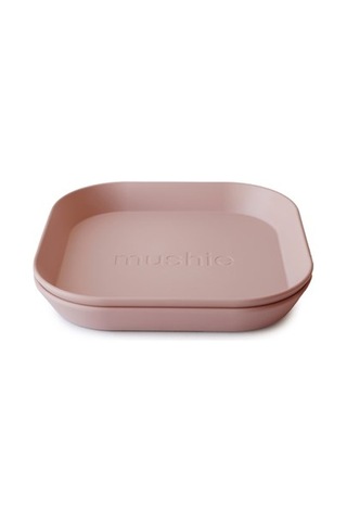 Mushie İkili Kare Yemek Tabağı Blush Pembe
