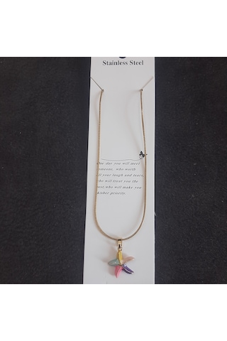 Stainless Steel Çelik Kolye Deniz Yıldızı Gold