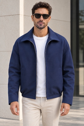 Polo State Erkek Astarlı Fermuarlı Lastik Bel Regular Fit Ceket - Lacivert