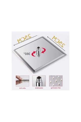 304 Paslanmaz Çelik Duş Başlığı, 25 Cm Kare Model 6998